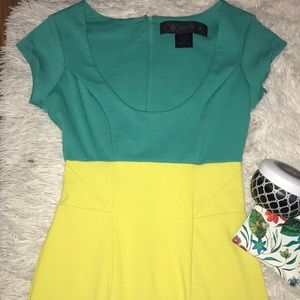 Kardashian Teal & Yellow Sexy Dress